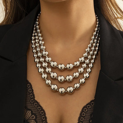 Luckacco Multi-Layer White Imitation Pearl Necklace Bead  Chain Punk Ladies Wedding Short Clavicle Necklac Girl Charm Banquet Jewelry