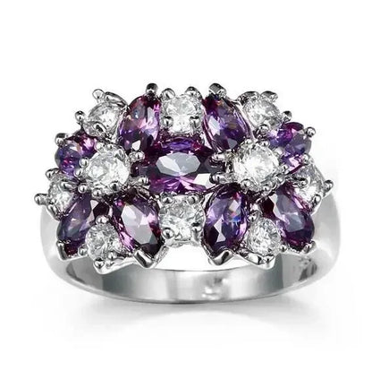 Luckacco Hot Sale Cocktail Party Ring Flower Cubic Zirconia  Valentine's Day Gift  Fashion Jewelry Luxury Rings for Women & Lover