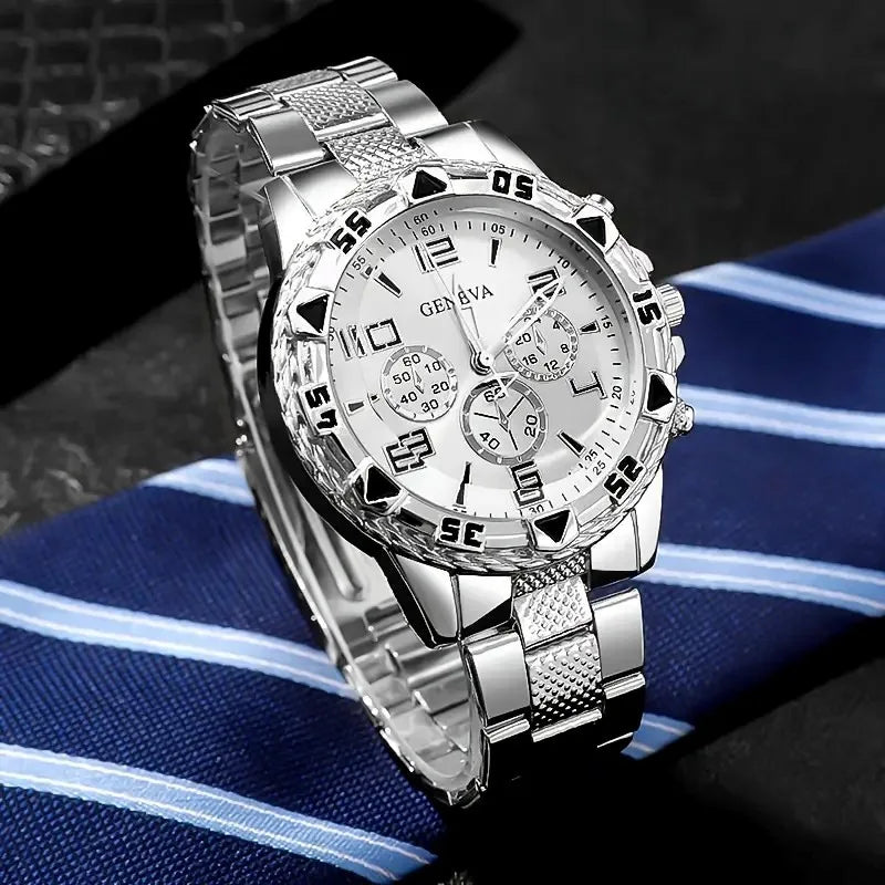 luckacco men watches luxury brand watches for men fashion high quality quartz wristwatches business steel strap sports male clock