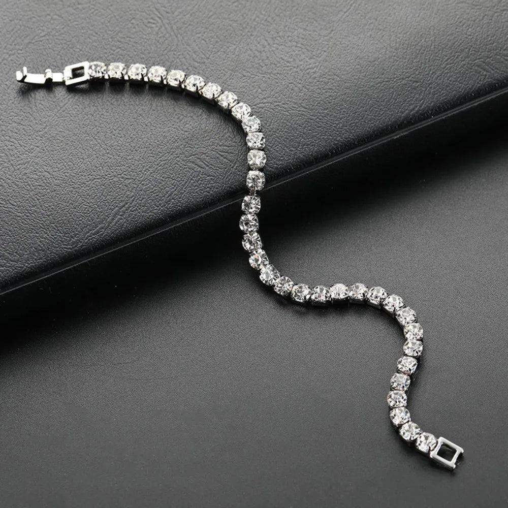 luckacco water drill heart encrusted roman bracelet minority design sense ins simple crystal zircon wedding bracelet