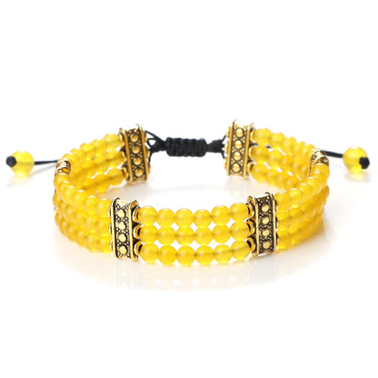 Luckacco Natural Stone Beads Bracelet 4mm Malachite Black Lava Yoga Energy Hot Couple For Women Men Jewelry Braided Rope Knot Bangle Gift