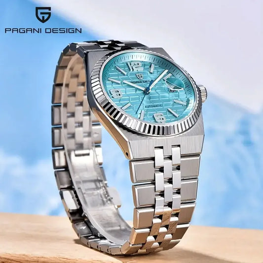 Luckacco New 40mm Mechanical Watch PAGANI DESIGN Men Watches Stainless Steel 100M Waterproof Wristwatch Sapphire Glass Clock Reloj Hombre