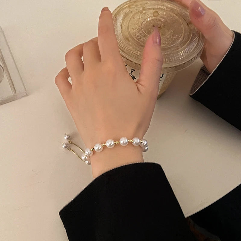 luckacco lats new fashion unique design elegant delicate baroque pearl bracelet ladies premium jewelry birthday party gift accessories