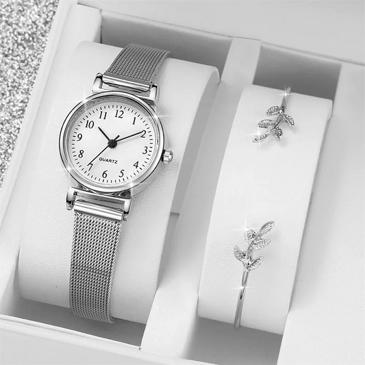 Luckacco Women Fashion Watch Casual Bracelet Watches Set Ladies Simple Dial Quartz Wristwatches Dress Clock Montre Femme