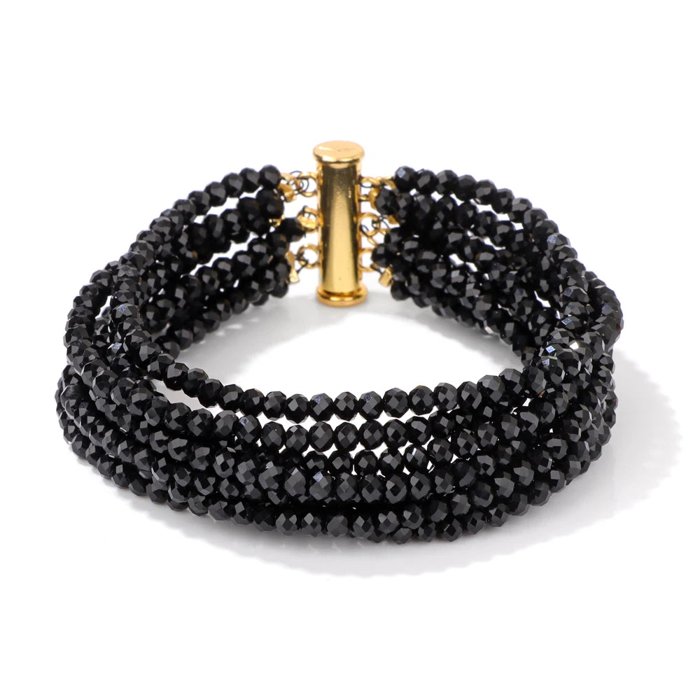luckacco blue glass crystal miyuki bracelet bohemia multi layered faceted crystal beads bracelets for women men magnetic buckle jewelry