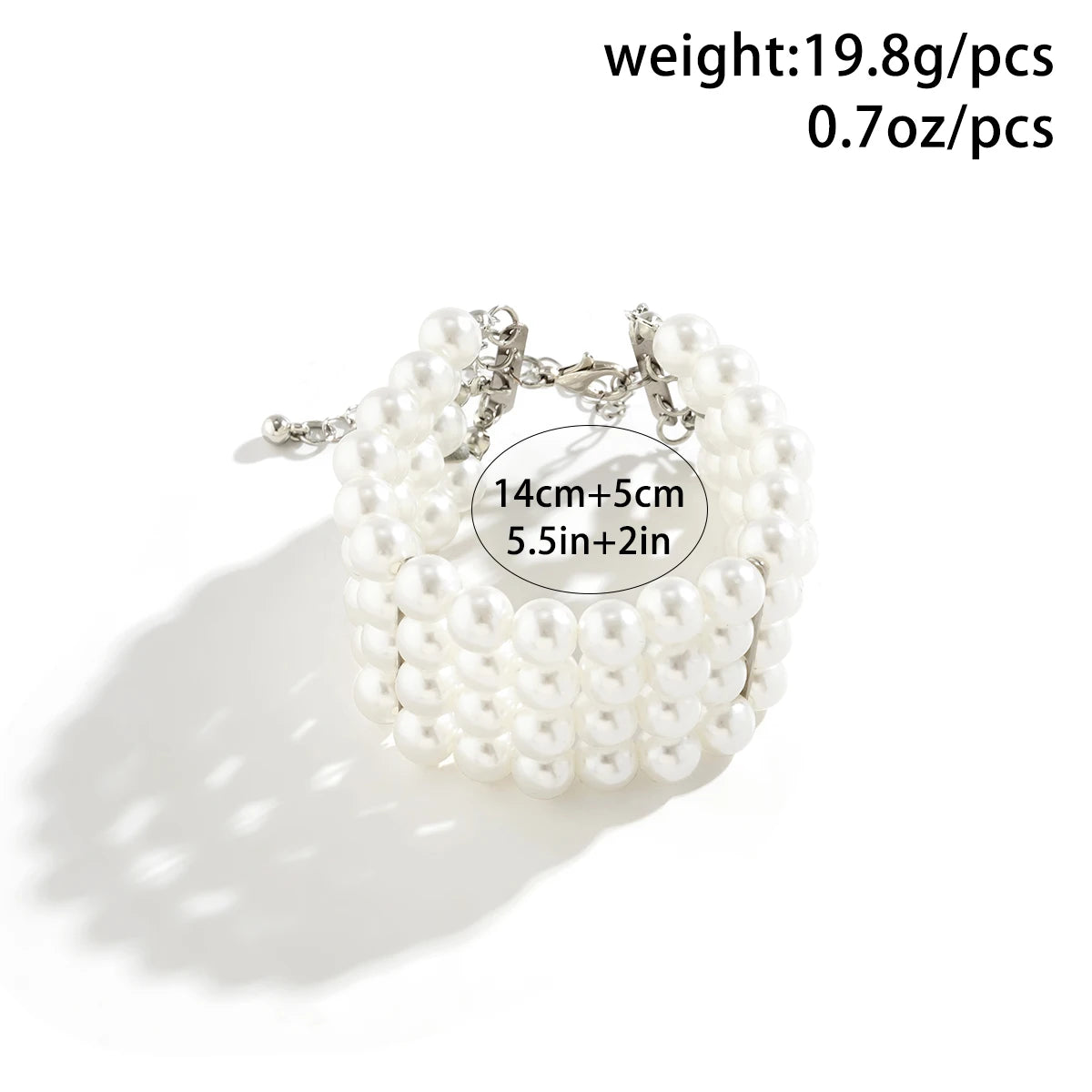luckacco ingesight.z  luxury multilayer imitation pearl beaded wide cuff bracelets for women simple charm bangles party birthday gifts
