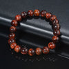 Luckacco Brown Beaded Bracelet Natural Stone Lava Tiger Eye Black Red Matte Healing Beads Bangle Stretch Charm Yoga For Women Men Jewelry