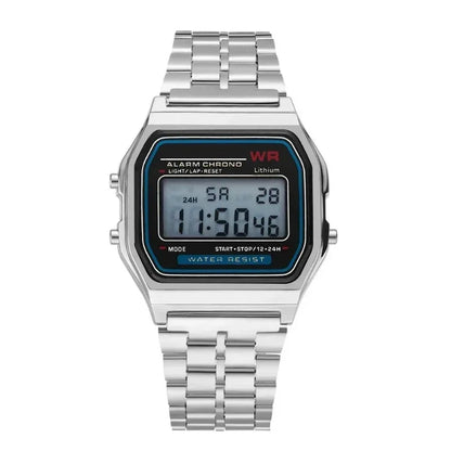 Luckacco Fashion Mens Watch Digital Led Luxury Stainless Steel Square Wristwatch Electronic Watches for Men Female Clock Reloj Hombre