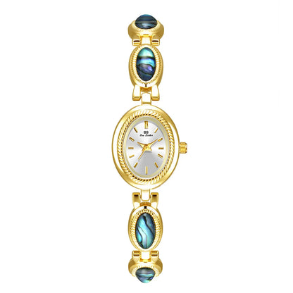 Luckacco Luxury Women's Quartz Watch Ladies Waterproof Retro Natural Jade Stones Chain Fashion Elegant Watches Gift For Girl