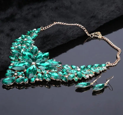 Luckacco Fashion Crystal Jewelry Sets Bridal Necklace Earrings Sets Wedding Party Jewelery Dress Jewellery Decoration Accessories