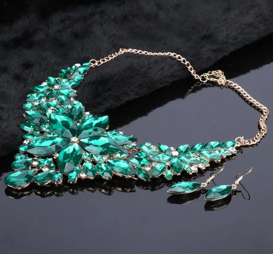 Luckacco Fashion Crystal Jewelry Sets Bridal Necklace Earrings Sets Wedding Party Jewelery Dress Jewellery Decoration Accessories