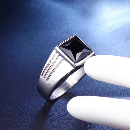 Luckacco Non-fading High Quality Big Stone Rings for Men Women Punk Hip Hop 316L Stainless Steel Ring Fashion Jewelry Gifts