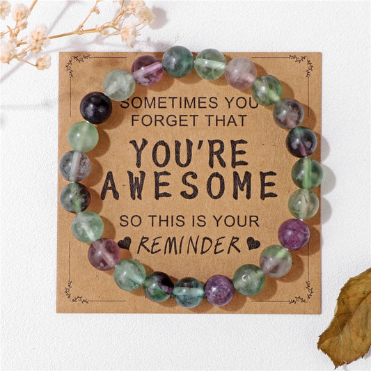 Luckacco Natural Rose Quartzs Bracelets For Women Men Relaxing Anxiety Energy Healing Natural Stone Bead Bracelet With Encouragement Card
