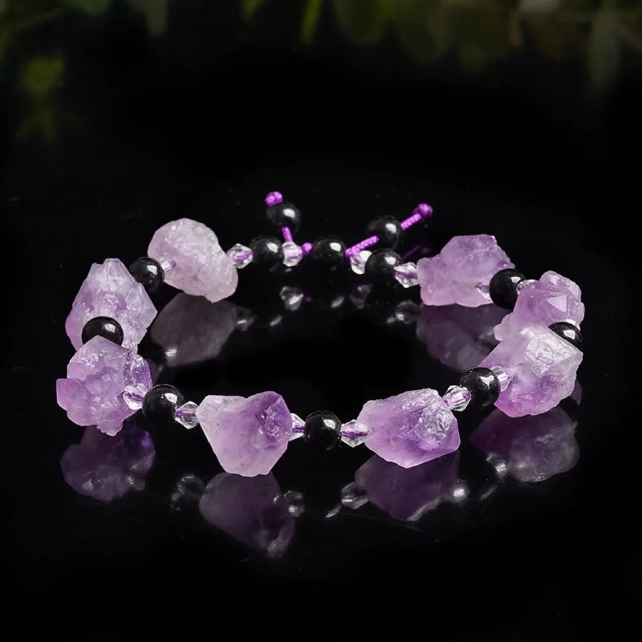 luckacco natural amethyst beaded stretch bracelet simple fashionable irregular women's bracelet valentine's day gift