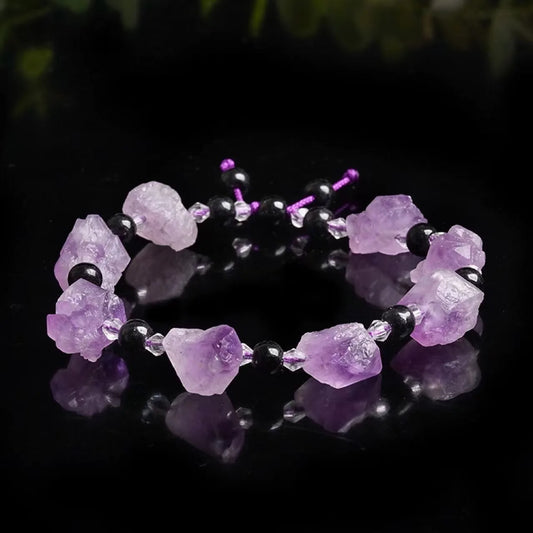 Luckacco Natural Amethyst Beaded Stretch Bracelet Simple Fashionable Irregular Women's Bracelet Valentine's Day Gift