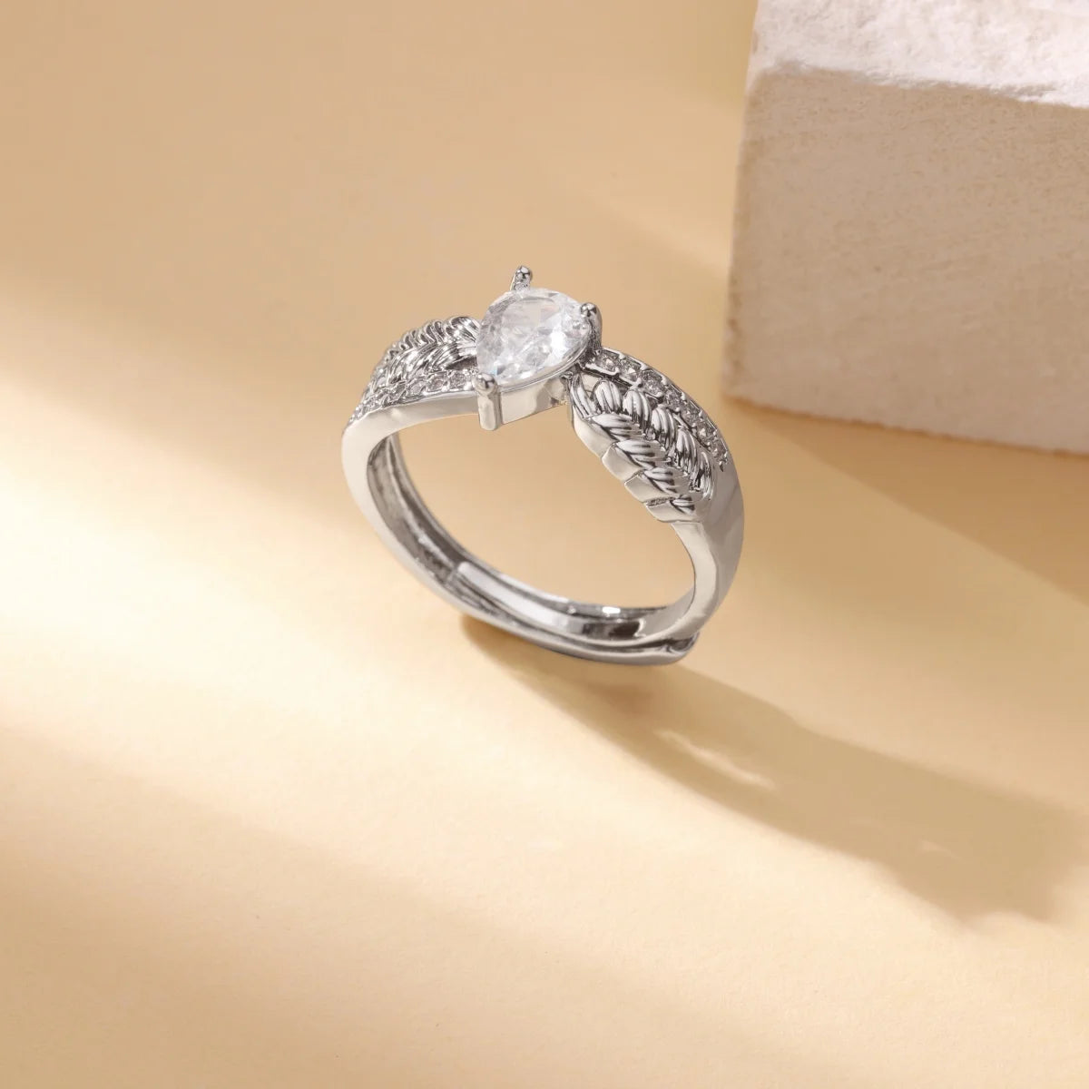 luckacco luxury zircon geometric rings for women gold color adjustable  stainless steel heart flower ring wedding fashion jewelry gift