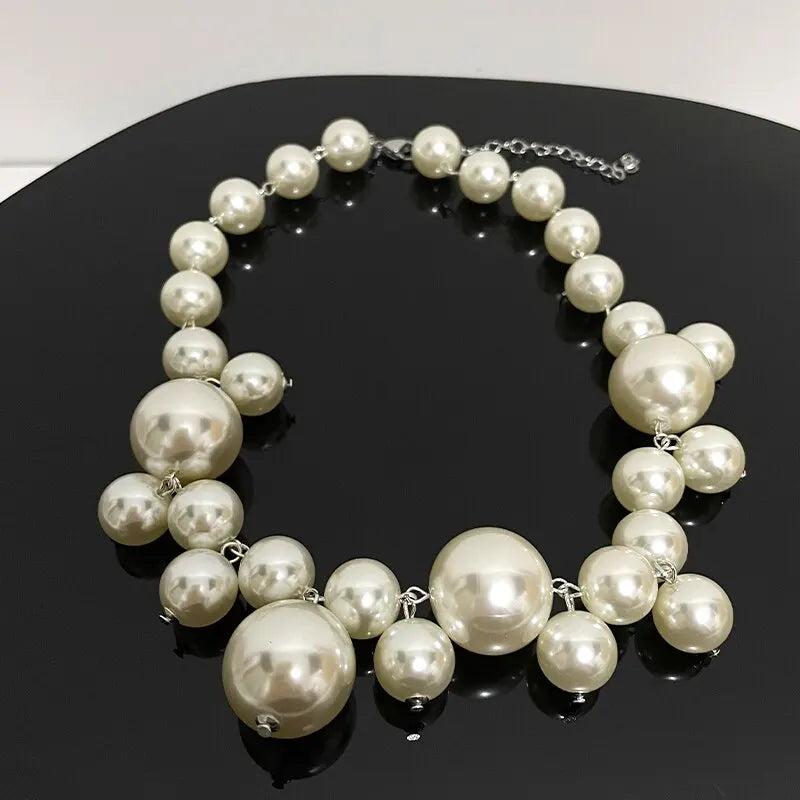 luckacco elegant imitation pearl women's necklace big pearls beads choker necklaces party wedding bride necklace jewelry girls gifts