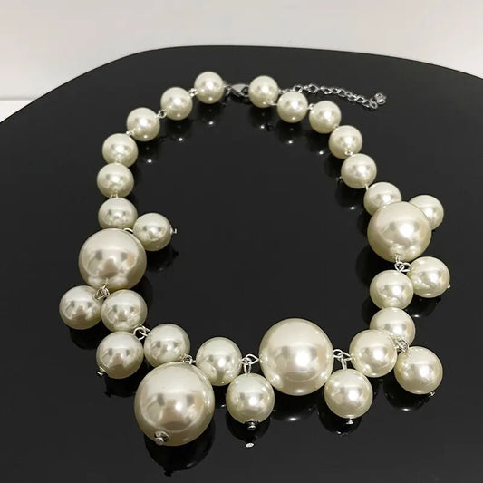 Luckacco Elegant Imitation Pearl Women's Necklace Big Pearls Beads Choker Necklaces Party Wedding Bride Necklace Jewelry Girls Gifts