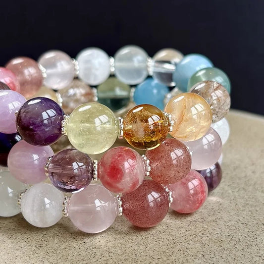 Luckacco Colorful Crystal Multi Treasure Bracelet for Women's Summer Fashion Vintage Exquisite Beautiful All-match Jewelry Gift