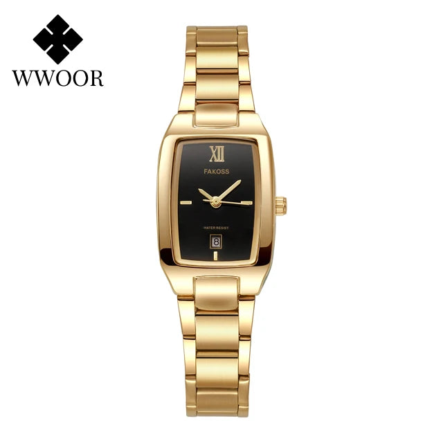 luckacco wwoor elegant women's watch fashion stainless steel waterproof ladies quartz wristwatch luxury bracelet watches date reloj mujer