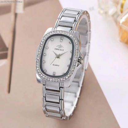 Luckacco Luxury 2025 Women's Simple Quartz Watch Casual Green Diamond Set design Female Dress stainless steel bracelet clock Watches
