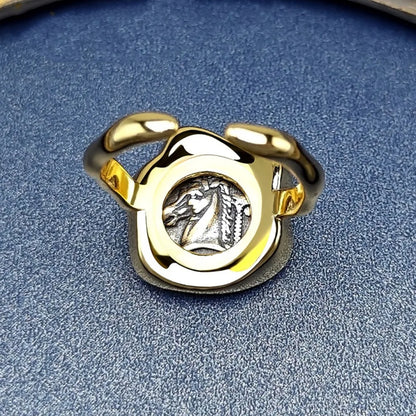 Luckacco New Ancient Coin Rings Female Niche High Luxury Light Luxury Mizunami Fairy Ancient Coin Rings Street PartyFashionBanquetJewelry