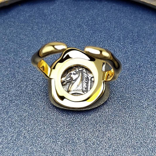 Luckacco New Ancient Coin Rings Female Niche High Luxury Light Luxury Mizunami Fairy Ancient Coin Rings Street PartyFashionBanquetJewelry
