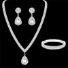 Luckacco Wedding Season Women's Fashion Copper Claw Chain Water Drop Necklace Earrings Bracelet Jewelry Set Wedding Banquet Festival Gift