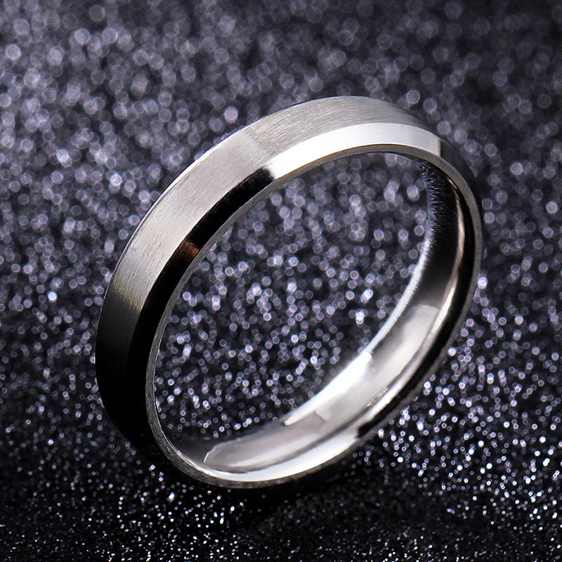 luckacco 4-8mm dull polish silver color titanium ring for men and women personalized ring customize engraved