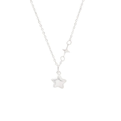 Luckacco New 925 Sterling Silver Star Shape Necklace Simple Charm Personality Woman Pendant Choker Birthday Gift Exquisite Jewelry