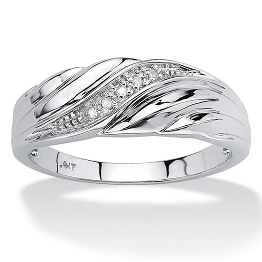 Luckacco Fashion Creative Twisted Men Women Ring Exquisite Gold Color Metal Inlaid with White Zircon Engagement Ring Jewelry