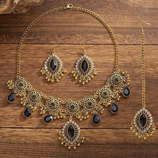 Luckacco Pendentif goutte d'eau, ensemble de bijoux à pampilles ajourées, Style ethnique ajouré pour femmes, ensemble de bijoux Vintage exagéré