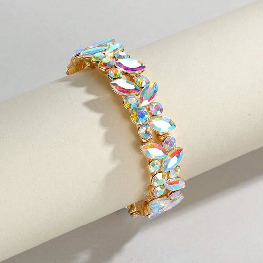 Luckacco New Fashion Luxury Crystal Rhinestone Elastic Charm Bracelet Bangle For Women Wedding Party Jewelry Accessories