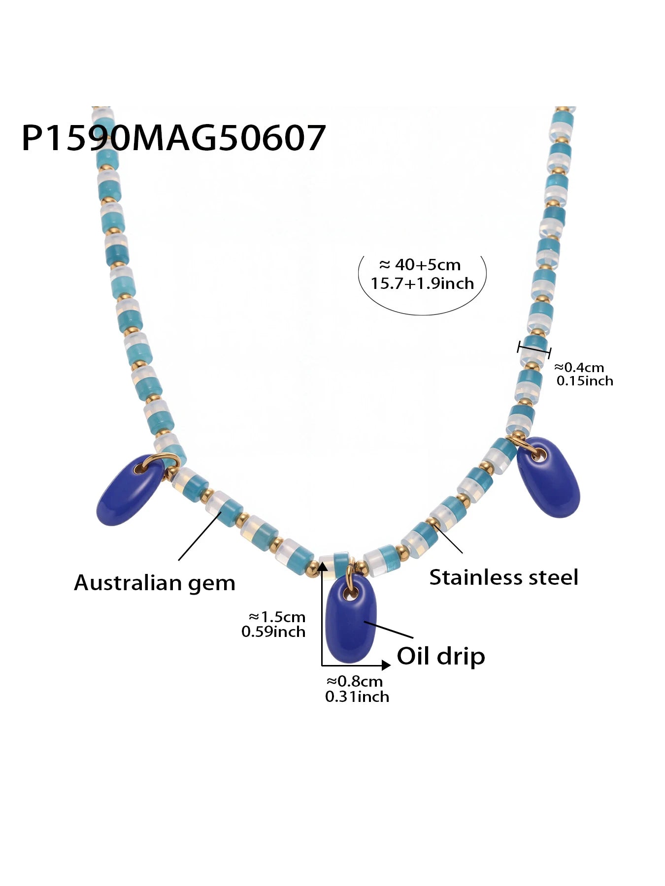 luckacco ferris wheel chunky pendant necklace for women stainless steel gold plated waterproof natural stones chain female girl jewelry