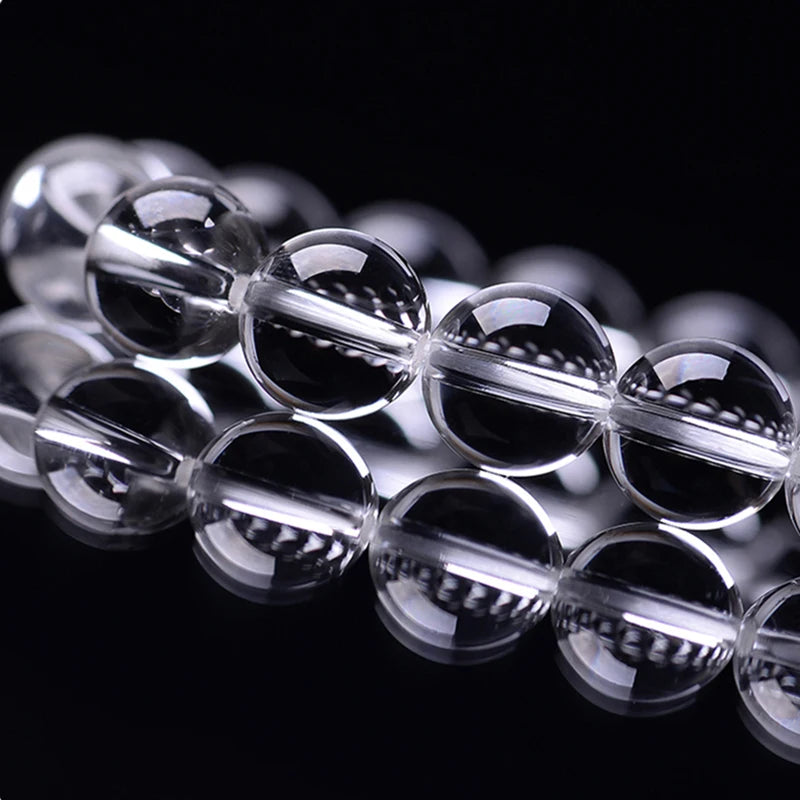 luckacco natural rock crystal bead bracelet women fashion reiki white clear quartz round stone strand bangles summer jewelry gift for kid