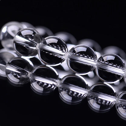 Luckacco Natural Rock Crystal Bead Bracelet Women Fashion Reiki White Clear Quartz Round Stone Strand Bangles Summer Jewelry Gift for Kid