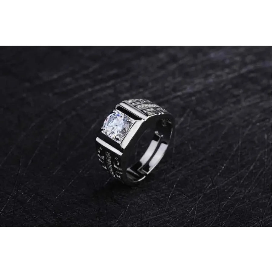 luckacco charm silver color rings for men shining crystal adjustable size fashion gifts engagement wedding high quality jewelry