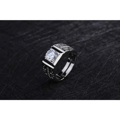 Luckacco Charm Silver Color Rings for Men Shining Crystal Adjustable Size Fashion Gifts Engagement Wedding High Quality Jewelry