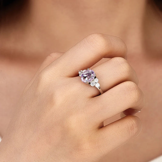 Luckacco 925 Sterling Silver Rings for Woman Luxury Blue Crystal Female Cubic Zirconia Women Sterling 925 Silver Colorful Zircon Ring