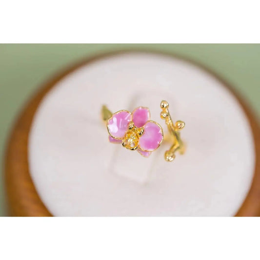 Luckacco Fashion Vintage Pink Enamel Flower Rings for Woman Adjustable Retro Female Ring Y2k Jewelry Luxury Charm Gift Engagement Jewelry