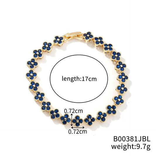 Luckacco Classic Fashion Colored Crystal Flower Lucky Bracelet Women Personalized New Stainless Steel Bracelet Party Jewelry Accessories