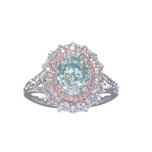 Luckacco Luxurious Silver Color Inlaid Pink Zircon Multicolour Stones Rings for Women Shining Engagement Wedding Rings Jewelry
