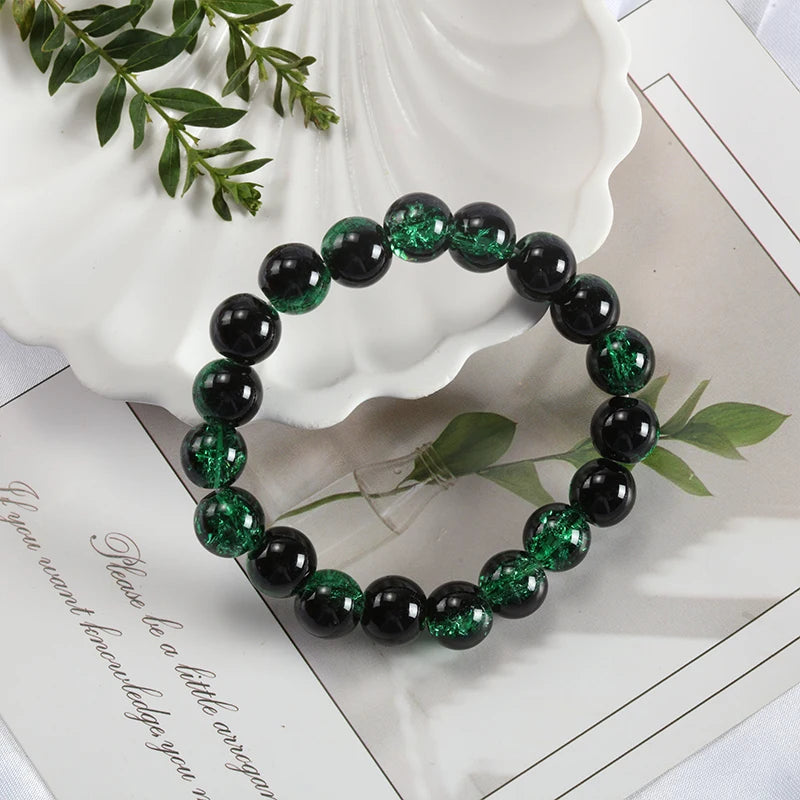 luckacco shinning crystal beads elastic bracelet korean style colorful crystal glass beaded bracelet bangles for women