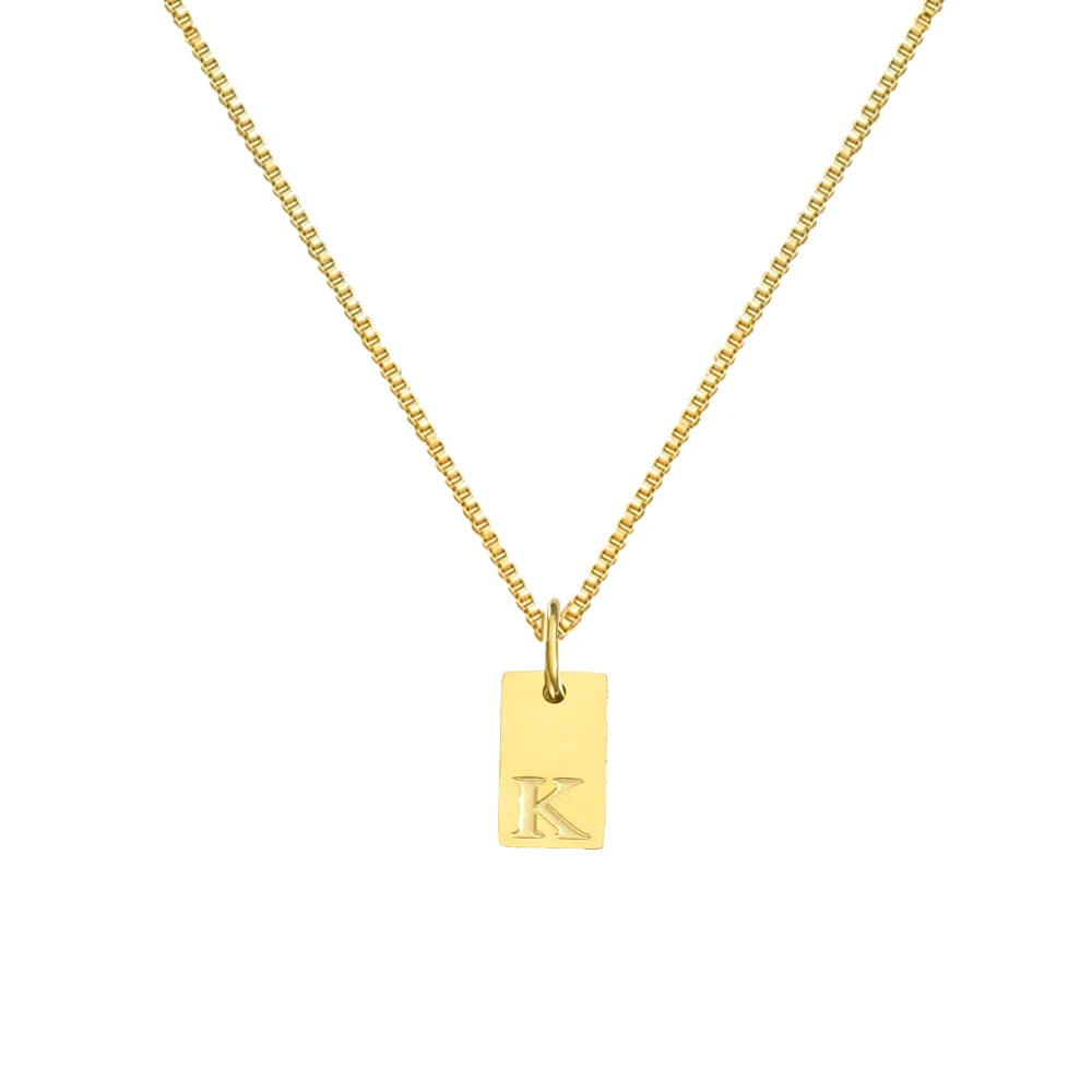 luckacco initial necklace letter pendant chamrs stainless steel necklace jewelry women's necklace box chain choker woman trend 2025 gift
