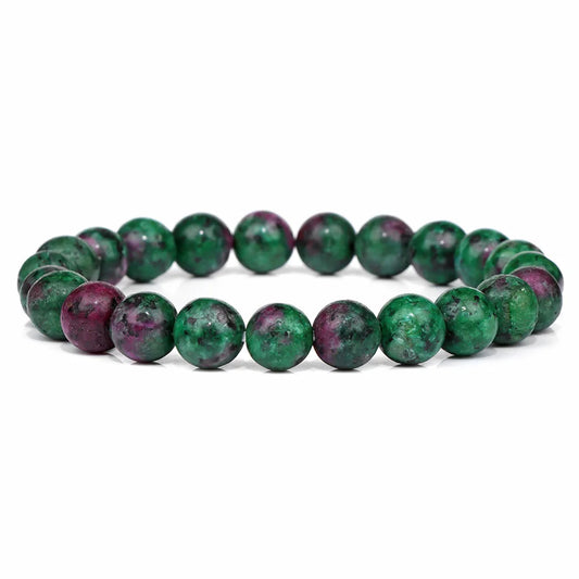 Luckacco Handmade Natural Stone African Stone Beads Bracelet Men Yoga Mala Jewelry Green Moss Agates Beaded Bracelet for Women Men