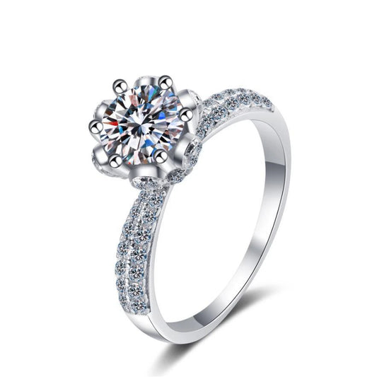 Luckacco D-color moissanite ring women's diamond 18K gold set with 1-carat moissanite diamond women's ring platinum PT950 imprint