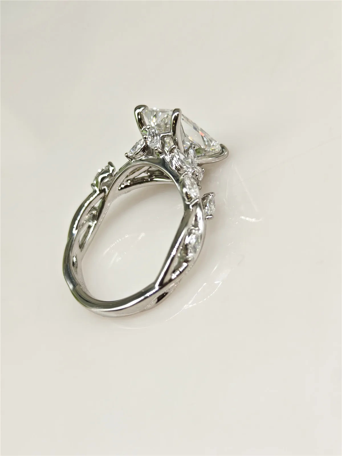luckacco pt950 platinum solid real gold vine twigs igi3ct radiant marquise lab grow diamond wedding diamond engagement ring fine jewelry