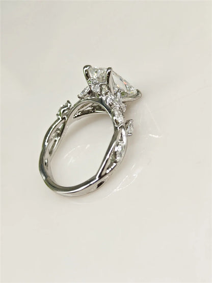 Luckacco PT950 Platinum Solid Real Gold Vine Twigs IGI3CT RADIANT MARQUISE Lab Grow Diamond wedding diamond engagement ring Fine jewelry