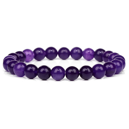 Luckacco Purple Stone Bracelet 8mm Natural Stone Fire Dragon Agates Amethysts Fluorite Jasper Beads Elastic Bracelets For Women Men