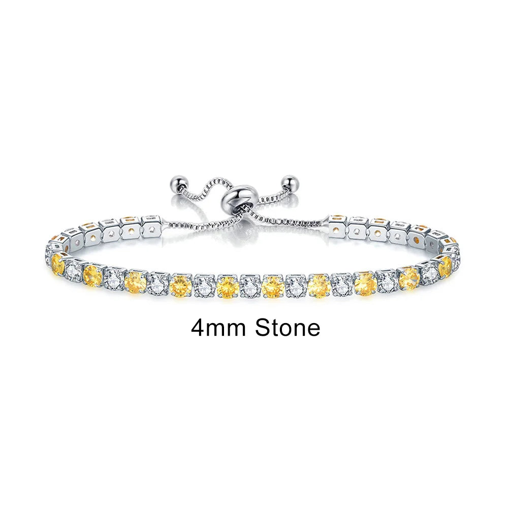 luckacco adjustable multicolor tennis bracelets for women ladies wedding rainbow colorful zircon charm bracelet hand chain jewelry dzh043